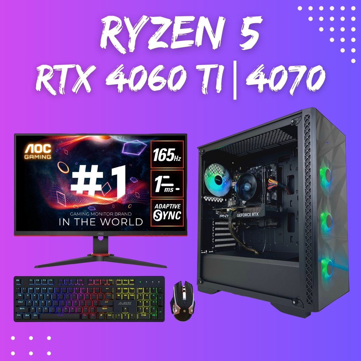 Gaming PC Bundle | Ryzen 5 5500/5600 | RTX 4060Ti/4070 | Darkfire Vortex