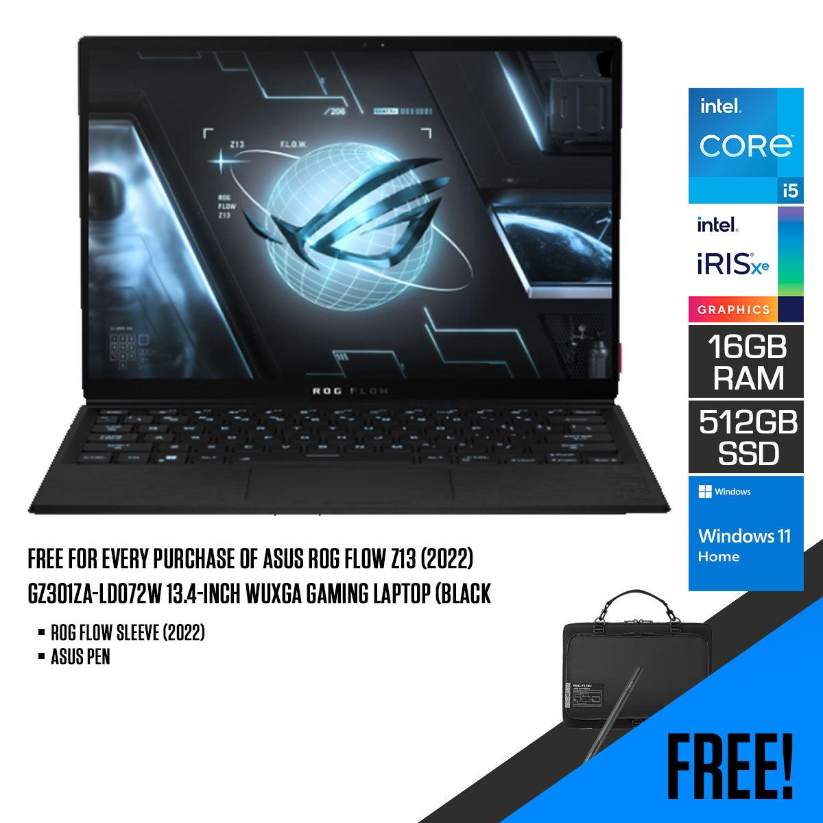 ASUS ROG FLOW Z13 (2022) GZ301ZA-LD072W GAMING LAPTOP (BLACK) | 13.4" WUXGA | i5-12500H | 16GB DDR5 | 512GB SSD | IRIS XE | WIN11 + ROG FLOW SLEEVE (2022) + ASUS PEN