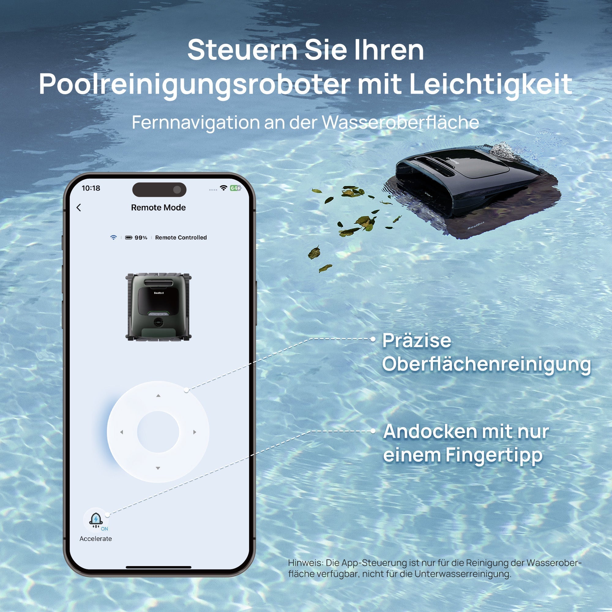 Beatbot AquaSense 2 Pro Robotic Pool Cleaner up to 300 m² + iSkim Ultra Surface Skimmer