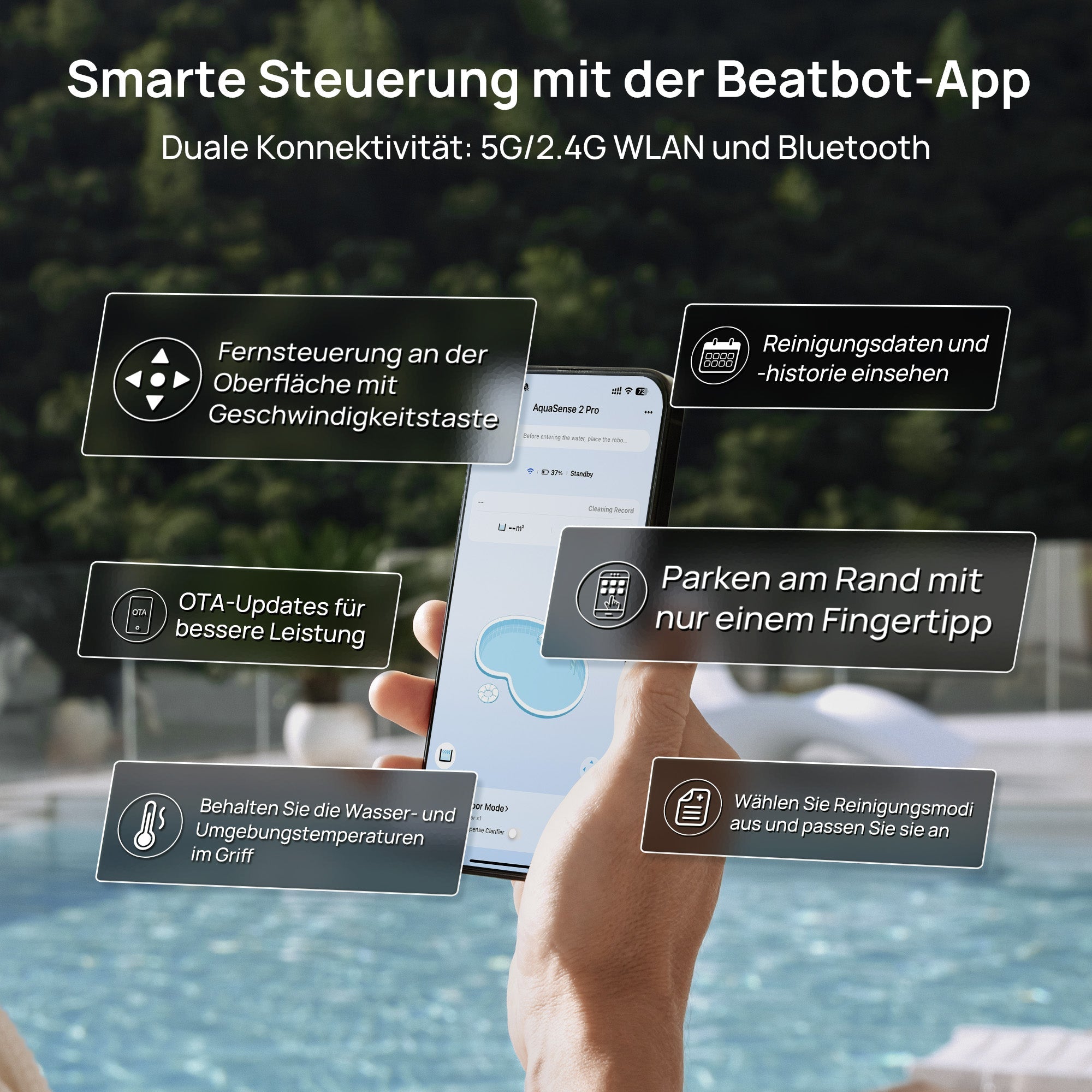 Beatbot AquaSense 2 Pro Robotic Pool Cleaner up to 300 m² + iSkim Ultra Surface Skimmer