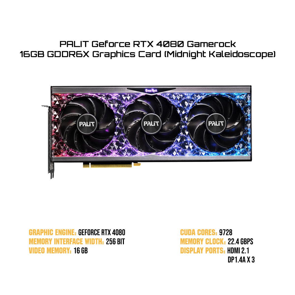 PALIT Geforce RTX 4080 Gamerock 16GB GDDR6X Graphics Card (Midnight Kaleidoscope)