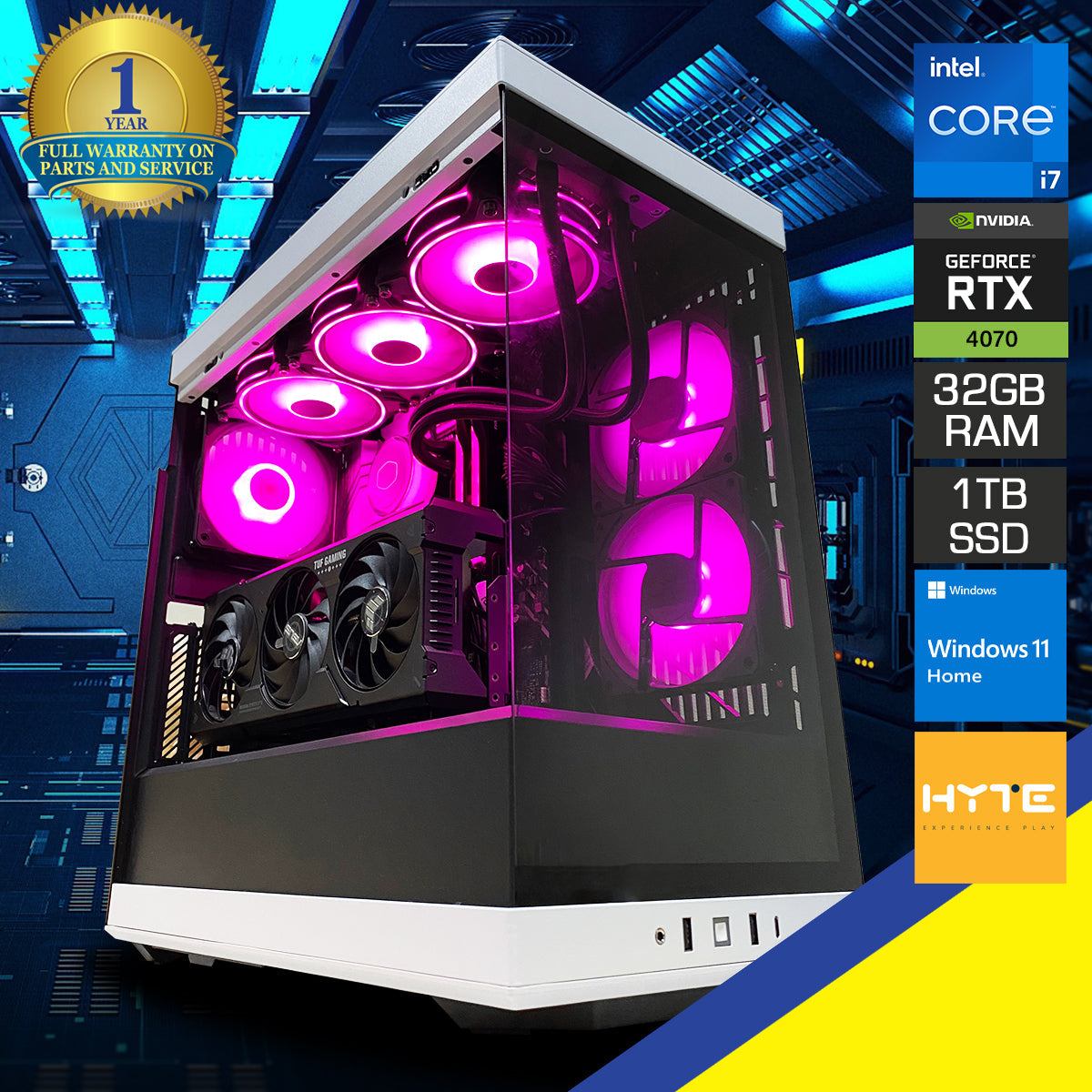 Optima Y40 V4 Desktop Gaming PC | Intel Core i7-13700F | 32GB RAM | 1TB SSD | RTX 4070 | Windows 11 Home