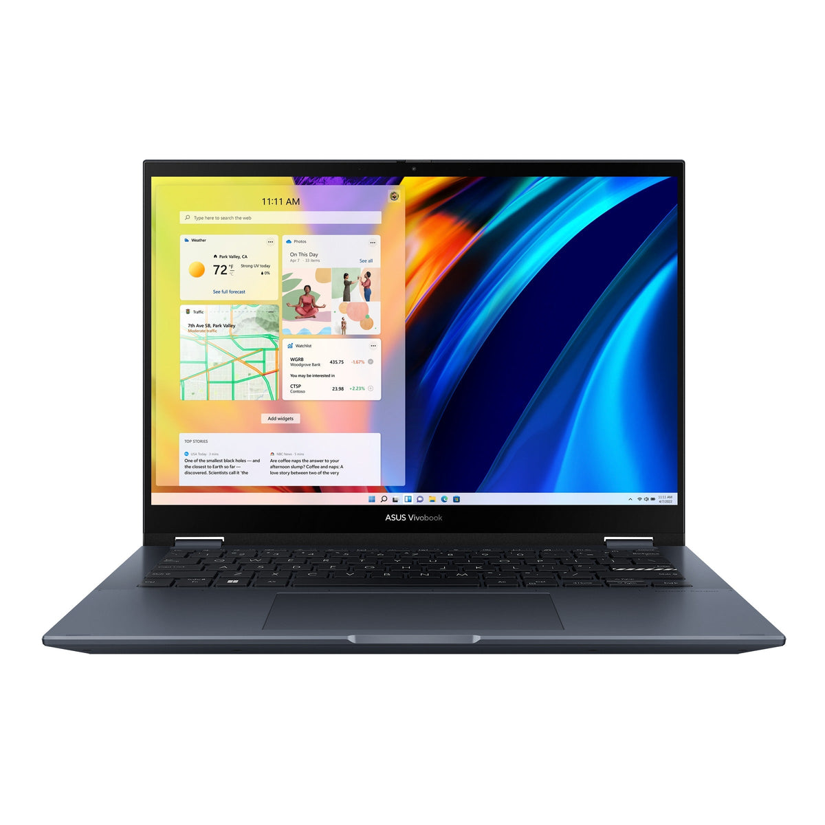 Asus Vivobook S 14 Flip TP3402ZA-LZ353WS Laptop (Quiet Blue) | 14" (1920x1200) | i7-12700H | 16GB RAM | 1TB SSD | Intel Iris Xe Graphics | Windows 11 Home | MS Office Home & Student 2021 | Asus BP1504 Casual Backpack