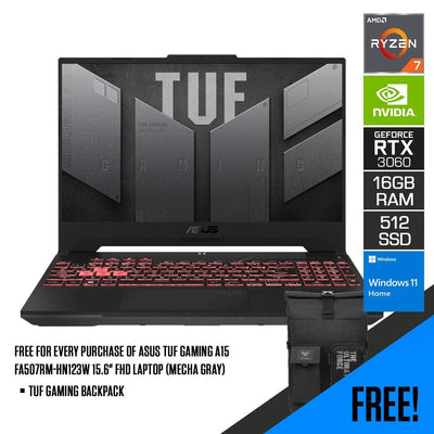 ASUS TUF Gaming A15 FA507RM-HN123W  Laptop (Mecha Gray) | 15.6" FHD  | 16GB DDR5 |  512GB SSD | RTX™ 3060 | Windows 11 Home | TUF Gaming Backpack
