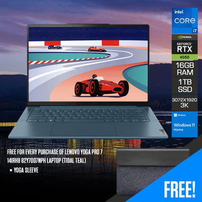 Lenovo Yoga Pro 7 14IRH8 82Y7007NPH Laptop (Tidal Teal) | 14.5" 3K (3072X1920) | i7-13700H | 16GB RAM | 1TB SSD | RTX 4050 | Windows 11 Home | MS Office Home & Student 2021 | Yoga Sleeve