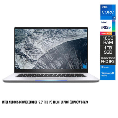 Intel NUC M15 BRC710ECUXBD1 Laptop (Shadow Gray) | 15.6” IPS Touchscreen FHD (1920 x 1080) | i7 1260P | 16GB RAM | 1TB SSD | Intel Iris Xe Graphics | Windows 11