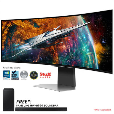 Samsung Odyssey OLED G9 (G95SC) LS49CG954SEXXP 49" Neo Quantum Processor Pro 0.03ms 240Hz GTG 5120x1440 Dual QHD Curved Smart Gaming Monitor + Samsung HW-B550 Soundbar (Black) Bundle