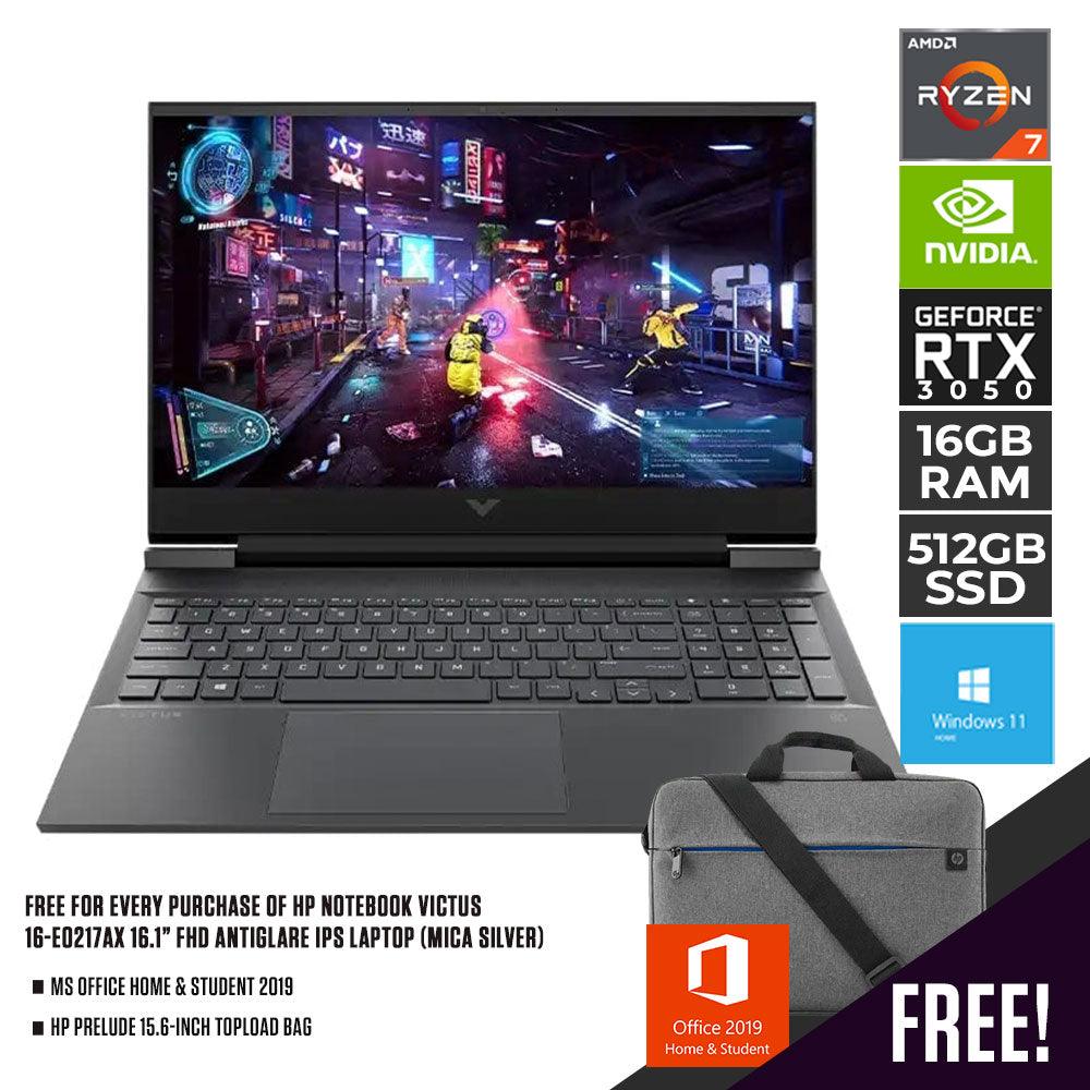 HP NOTEBOOK VICTUS 16-E0217AX 16.1" FHD ANTIGLARE IPS LAPTOP (MICA SILVER) | 16.1" FHD | RYZEN 7 5800H | 16GB DDR4 | 512GB SSD | RTX 3050 | WIN11 + MS OFFICE HOME & STUDENT HP PRELUDE TOPLOAD BAG