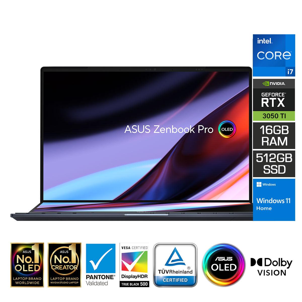 ASUS Zenbook PRO 14 Duo Oled UX8402ZE-M3050WS (Black) | 14" 2.8K OLED | i7-12700H | 16 GB DDR5 | RTX™ 3050 Ti | 512 GB SSD | Windows 11 Home