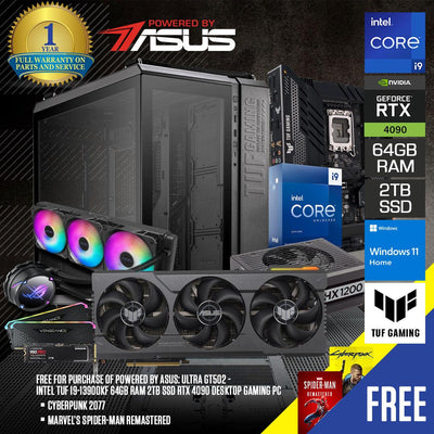 Powered By Asus: Ultra GT502 - Intel TUF i9-13900KF 64GB RAM 2TB SSD RTX 4090 Desktop Gaming PC