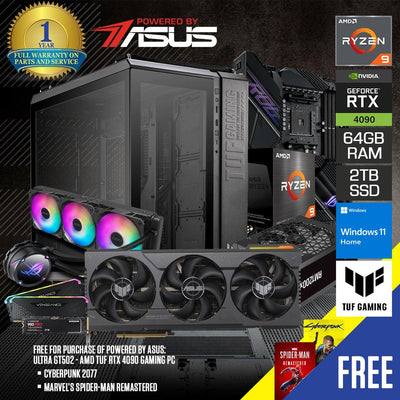 Powered By Asus: Ultra GT502 - AMD TUF RTX 4090 Gaming PC | Ryzen 9 5900X | 64GB RAM | 2TB SSD | Windows 11 Home