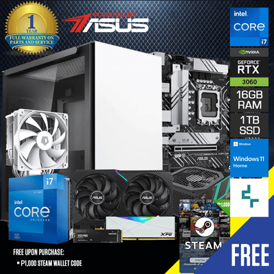 Powered by ASUS: Sigma - Intel RTX 3060 Gaming PC | Core i7 - 12700KF | 16GB DDR4 | 1TB SSD | RTX 3060 | Windows 11 Home