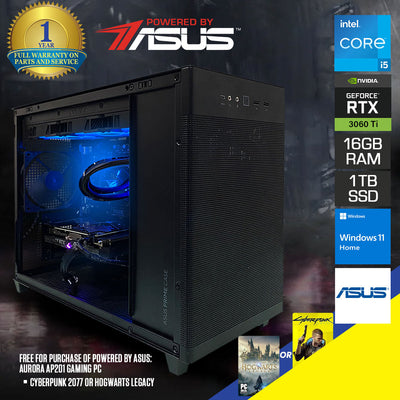 Powered by ASUS: Aurora AP201 Gaming PC | Intel Core i5 13400F | 16GB RAM | 1TB SSD | RTX 3060TI | Windows 11 Home