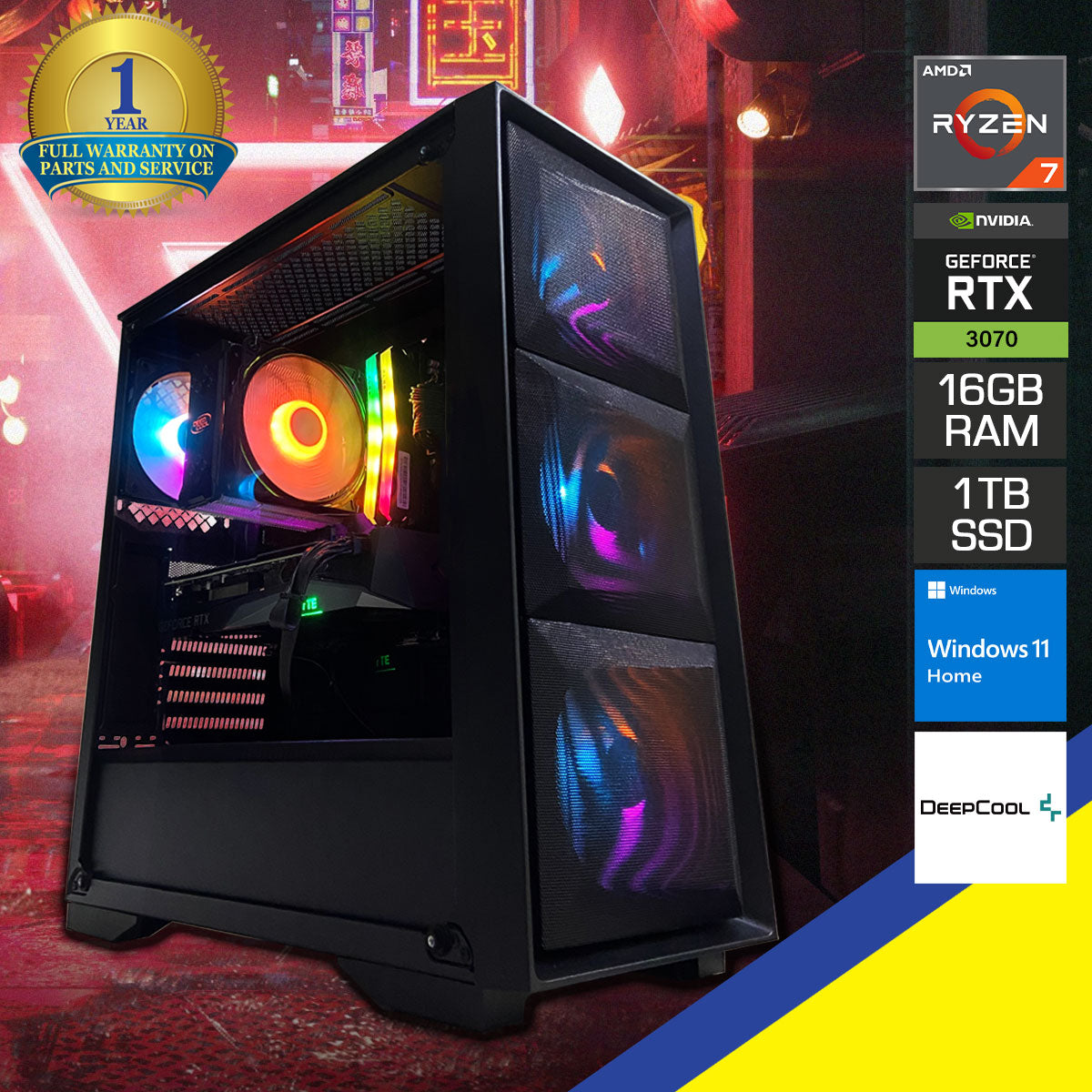 Aurora Matrexx 50 Mesh 4FS Desktop Gaming PC | AMD Ryzen 7 5700X | 16GB RAM | 1TB SSD | RTX 3070 | Windows 11 Home