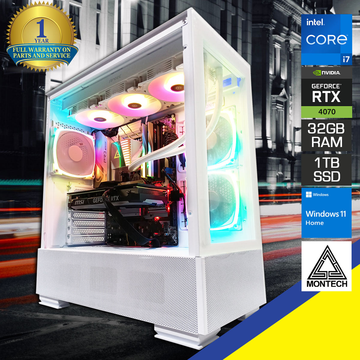 Optima Sky Two Desktop Gaming PC | Intel Core i7 13700F | 32GB RAM | 1TB SSD | RTX 4070 | Windows 11 Home