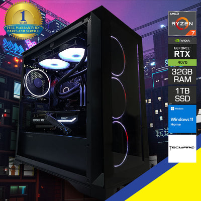 Optima Vision M Desktop Gaming PC | AMD Ryzen 7 7700 | 32GB RAM | 1TB SSD | RTX 4070 | Windows 11 Home