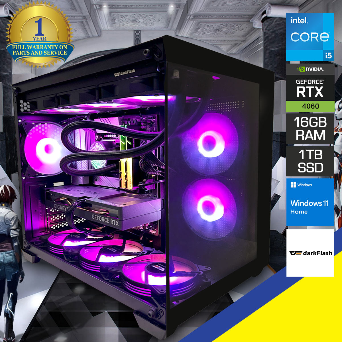 Aurora C285MP Desktop Gaming PC | Intel Core i5 13400F | 16GB RAM | 1TB SSD | RTX 4060 | Windows 11 Home