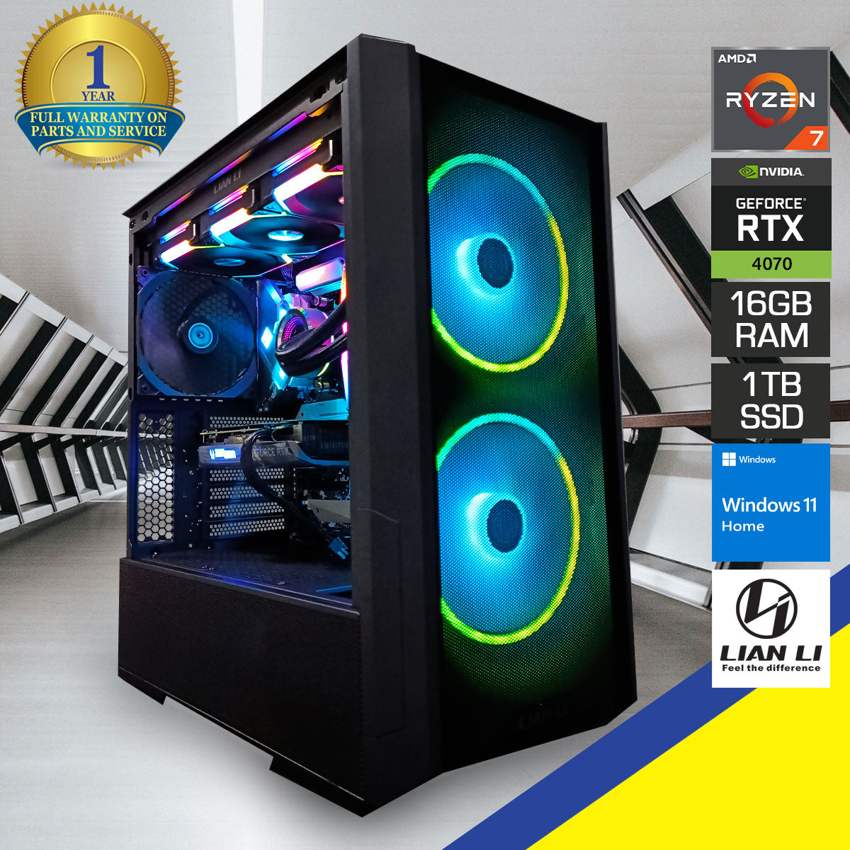 Sophos Lancool Gaming PC | Ryzen 7 5800X | 16 GB RAM | 1 TB SSD | RTX 4070 | Windows 11 Home
