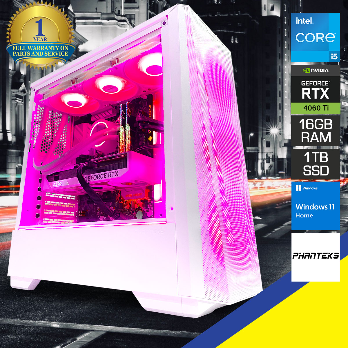 Aurora Eclipse G360A Desktop Gaming PC | Intel Core i5 12400 | 16GB RAM | 1TB SSD | RTX 4060 Ti 16GB | Windows 11 Home