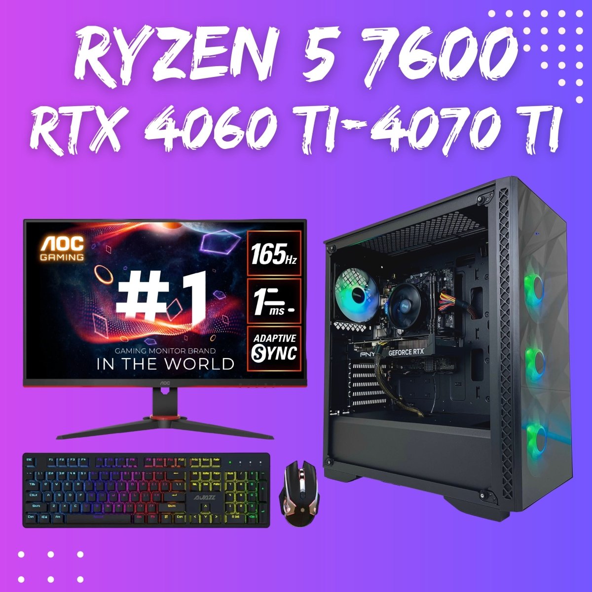 Gaming PC Bundle | Ryzen 5 7600| RTX 4060Ti/4070 Ti | 32GB DDR5 Shadow Flame