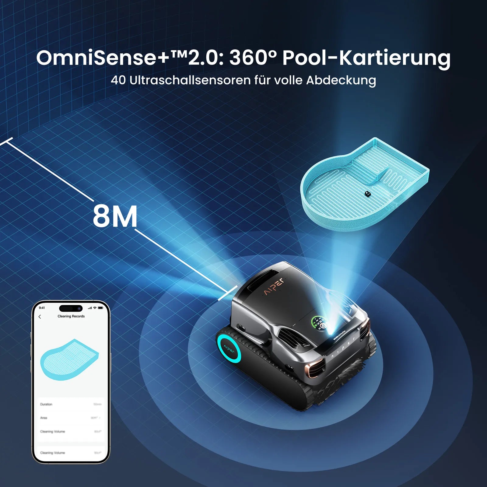 Aiper Scuba X1 Pro Max Poolroboter kabellos mit Akku, 360° Mapping FlexiPath 2.0