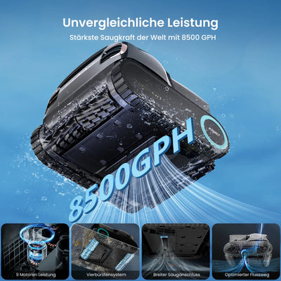 Aiper Scuba X1 Pro Max Cordless Robotic Pool Cleaner with Battery, 360° Mapping FlexiPath 2.0