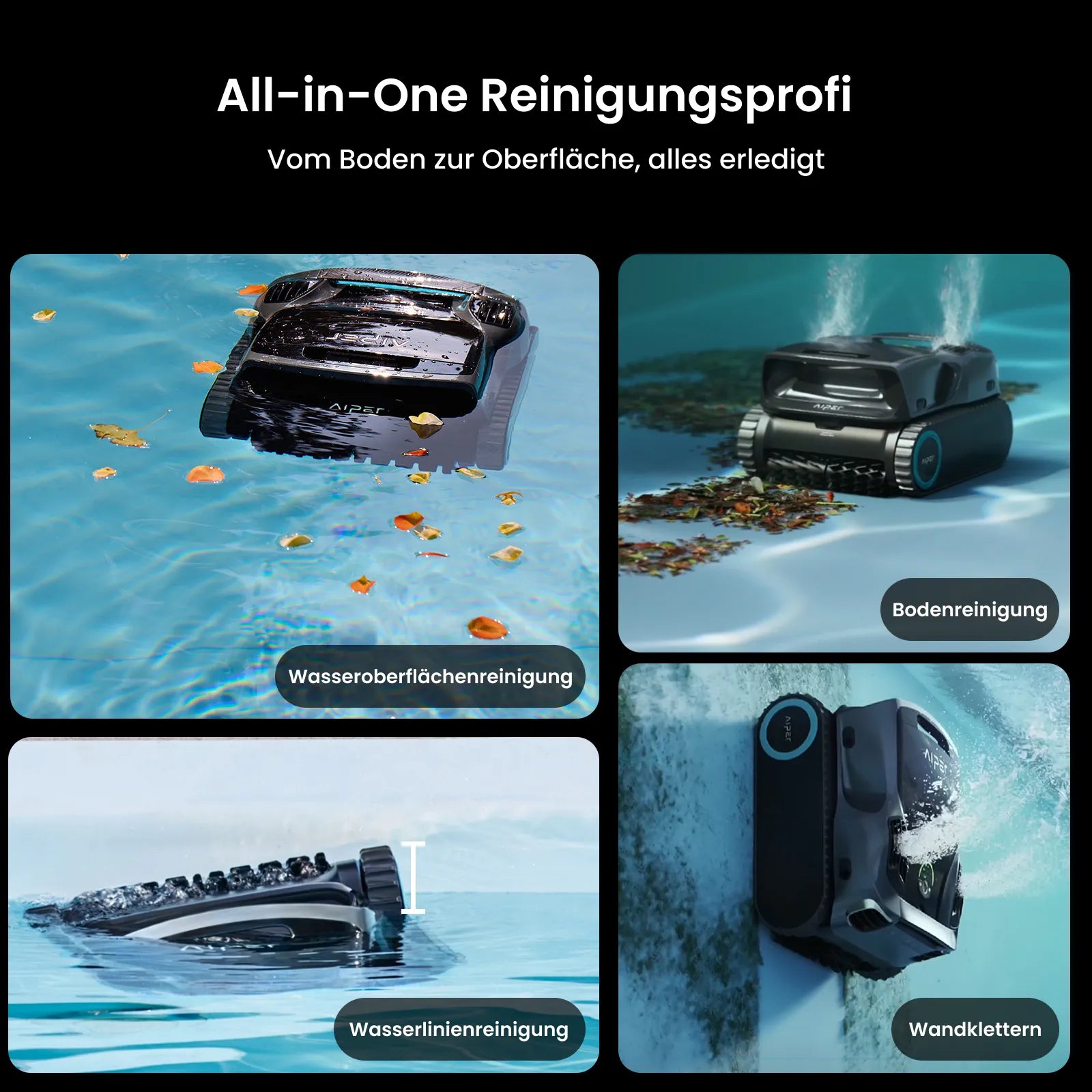 Aiper Scuba X1 Pro Max Cordless Robotic Pool Cleaner with Battery, 360° Mapping FlexiPath 2.0