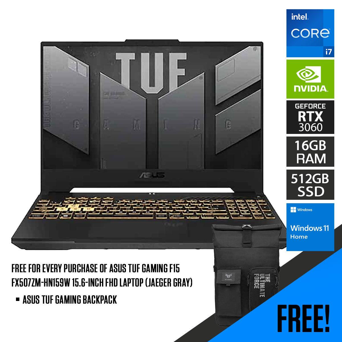 Asus TUF Gaming F15 FX507ZM-HN159W Laptop (Jaeger Gray) | 15.6”  FHD | i7-12700H | 16GB DDR5 | 512 GB SSD | RTX™ 3060 | Windows 11 Home | TUF Gaming Backpack