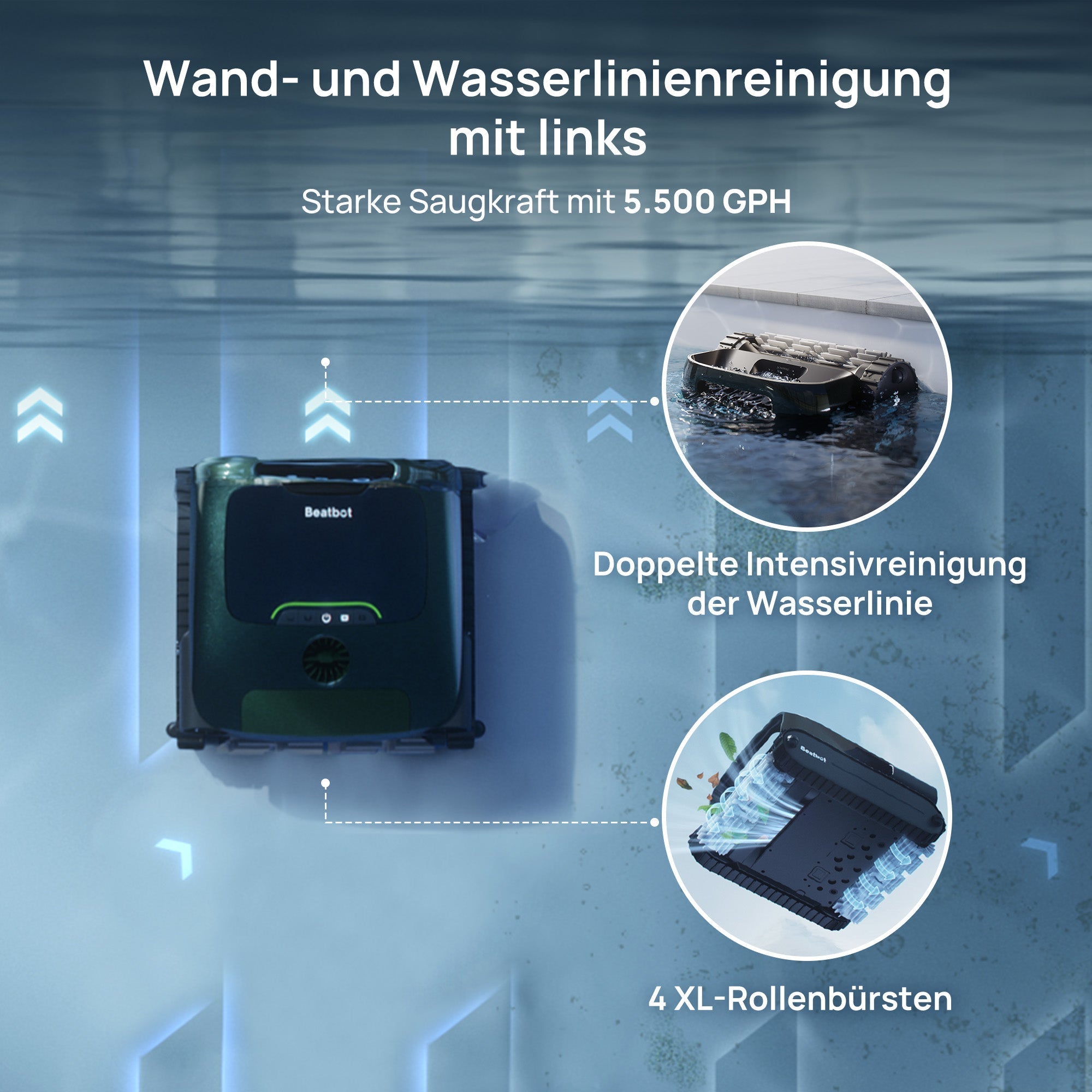 Beatbot AquaSense 2 Pro Poolroboter bis 300m² + iSkim Ultra Oberflächen-Skimmer