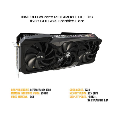 INNO3D GeForce RTX 4080 ICHILL X3 16GB GDDR6X Graphics Card (C40803-166XX-187049H)