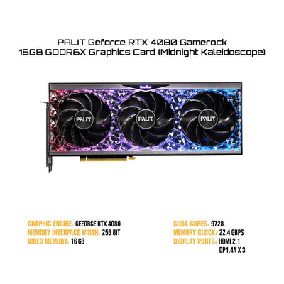 PALIT Geforce RTX 4080 Gamerock 16GB GDDR6X Graphics Card (Midnight Kaleidoscope)