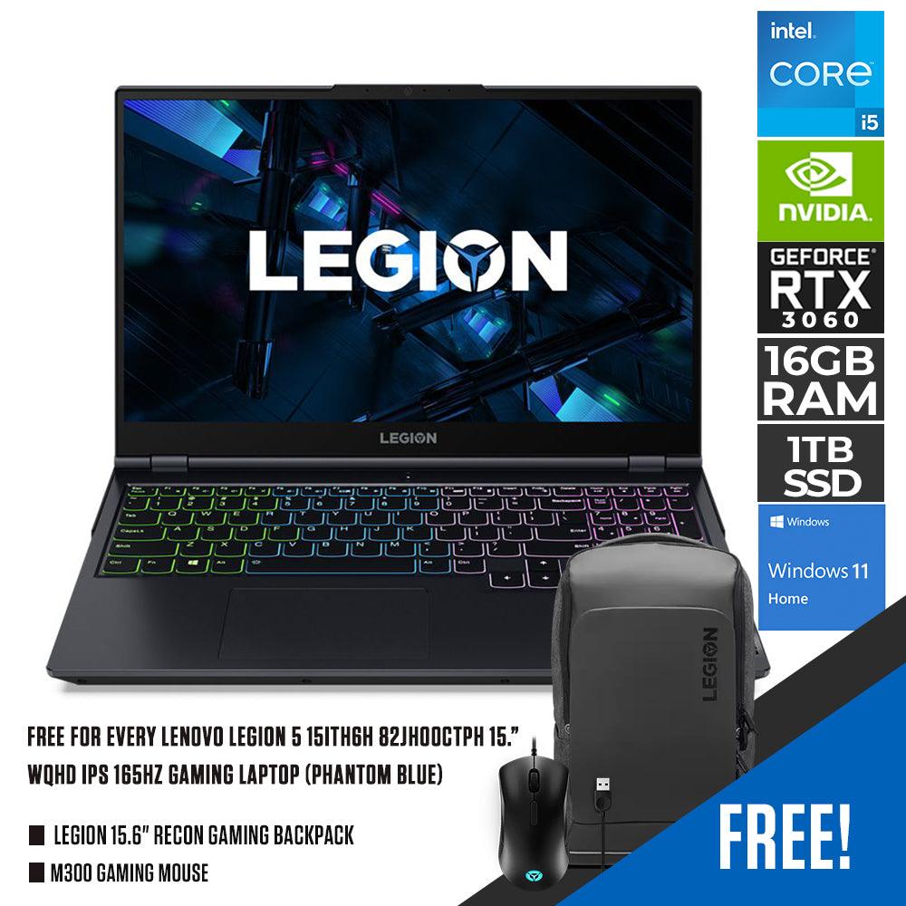 LENOVO LEGION 5 15ITH6H 82JH00CTPH GAMING LAPTOP (PHANTOM BLUE) | 15.6" WQHD | i5-11400H | 16GB DDR4 | 1TB SSD | RTX 3060 | WIN11 + M300 GAMING MOUSE + LEGION RECON GAMING BACKPACK