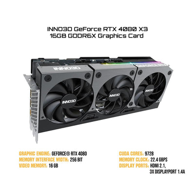 INNO3D GeForce RTX 4080 X3 16GB GDDR6X Graphics Card (N40803-166X-187049N)