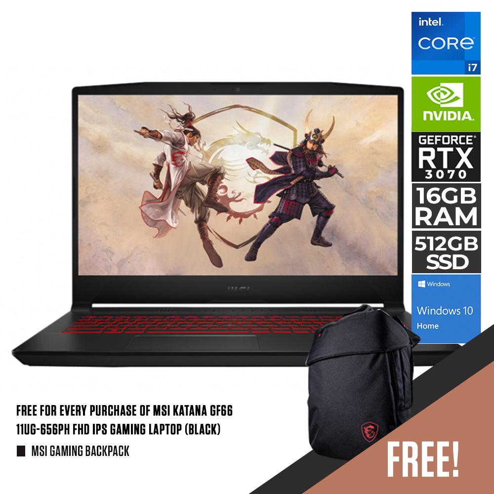 MSI KATANA GF66 11UG-656PH GAMING LAPTOP (BLACK) | 15.6“ FHD | i7-11800H | RTX 3070 | 16GB DDR4 | 512GB SSD |RTX 3070 | WIN10  + MSI GAMING BACKPACK