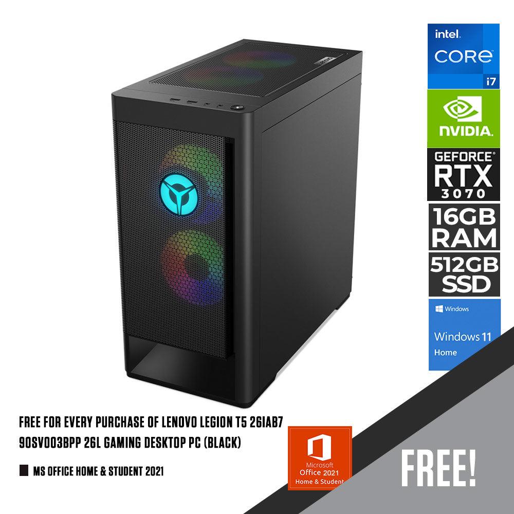 Lenovo Legion T5 26IAB7 90SV003BPP 26L Gaming Desktop PC (Black) | i7-12700F | 16GB DDR5 | 512GB SSD | RTX 3070 | Win11 + MS Office Home & Student 2021