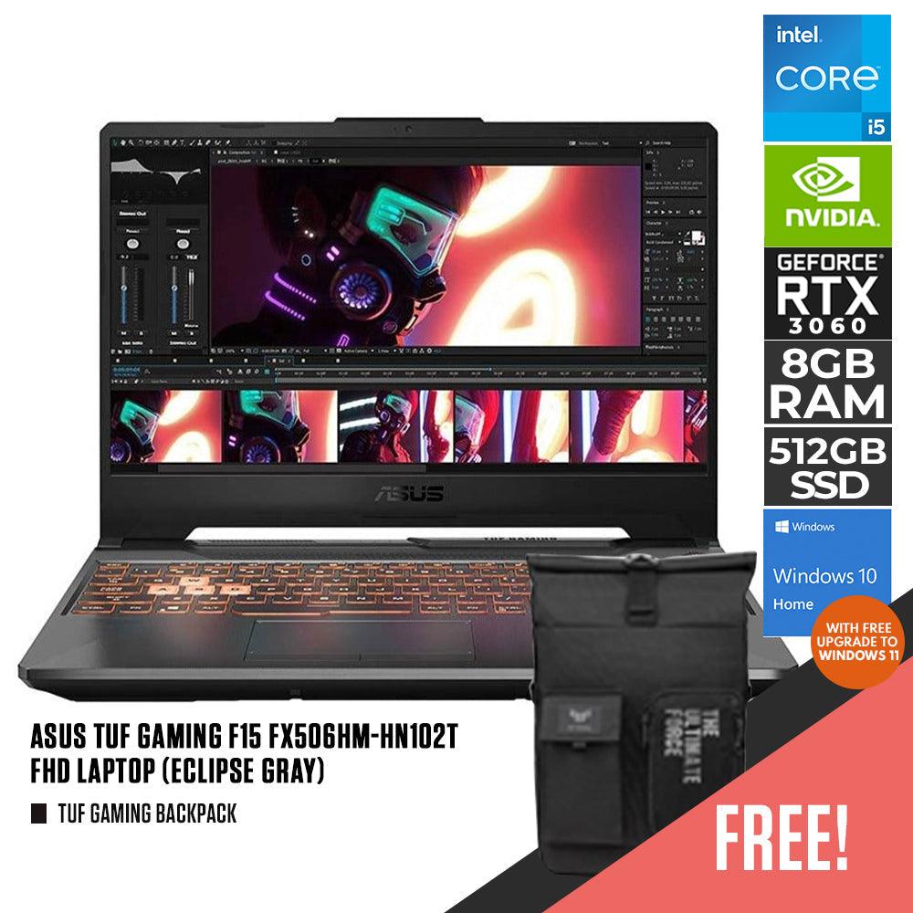 ASUS TUF GAMING F15 FX506HM-HN102T LAPTOP (ECLIPSE GRAY) | 15.6” FHD | i5-11400H | 8GB DDR4 | 512GB SSD | RTX™ 3060 | WIN10 + TUF GAMING BACKPACK + TUF STICKER