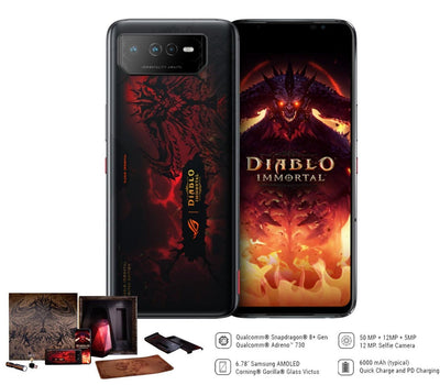 ASUS ROG Phone 6 Diablo Immortal Edition 16GB + 512GB Android 12 6.78-Inch Hellfire Red IPX4 Mobile Gaming (Phantom Black) (AI2201-C-6B091WW)