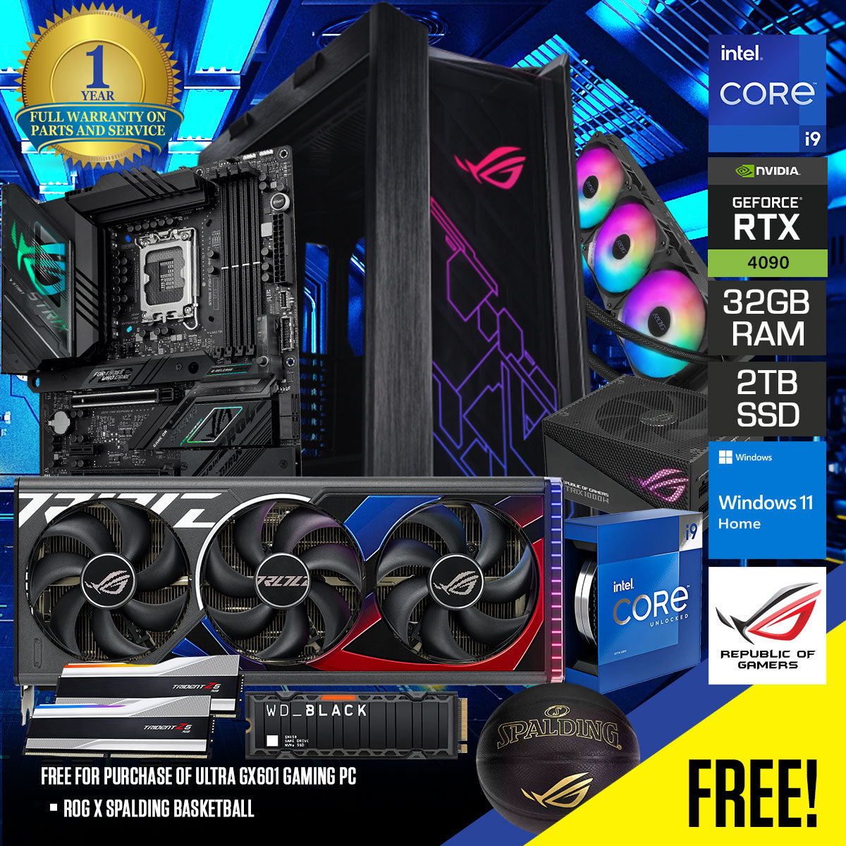 Powered By Asus: Ultra GX601 Desktop Gaming PC | Intel Core i9 13900K | RTX 4090 | 64GB RAM | 2TB SSD | Windows 11 Home