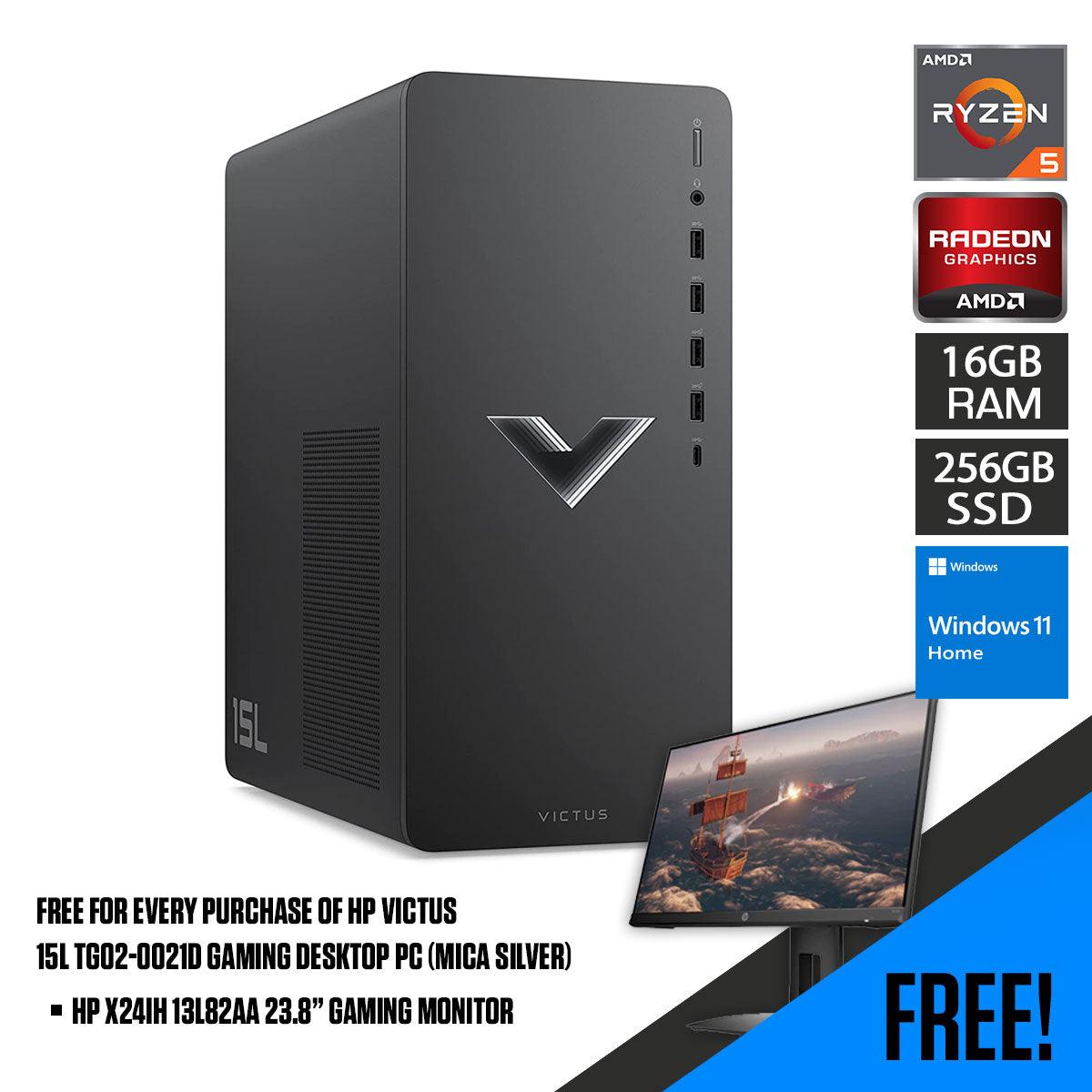 HP Victus 15L TG02-0021D Gaming Desktop PC (Mica Silver) + HP X24IH 13L82AA 23.8”  Gaming Monitor