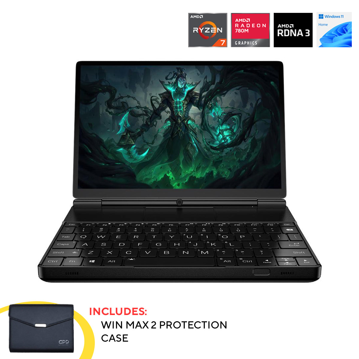 GPD Win Max 2 2023 AMD Ryzen 7 7840U 10.1" WQXGA QHD+ (2560x1600) IPS 32GB LPDDR5x-7500MT/S RAM 2TB SSD AMD Radeon 780M Graphics RDNA3 Windows 11 Handheld Gaming PC + Win Max 2 Protection Case