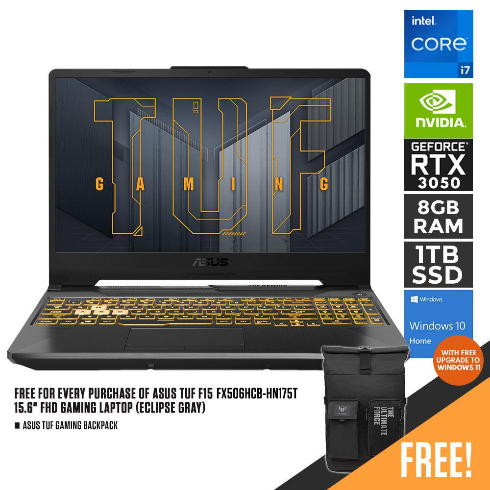 ASUS TUF F15 FX506HCB-HN175T GAMING LAPTOP (ECLIPSE GRAY) | 15.6" FHD | i7-11800H | 8GB DDR4 | 1TB SSD | RTX 3050 | WIN10 + TUF GAMING BACKPACK