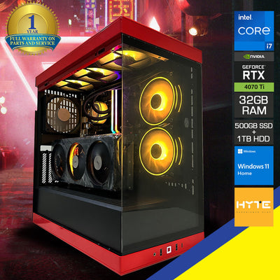 Optima Y40 V3 Desktop Gaming PC (Black/Red) | Intel Core i7 13700F | 32GB RAM | 500GB SSD | 1TB HDD | RTX 4070 Ti | Windows 11 Home