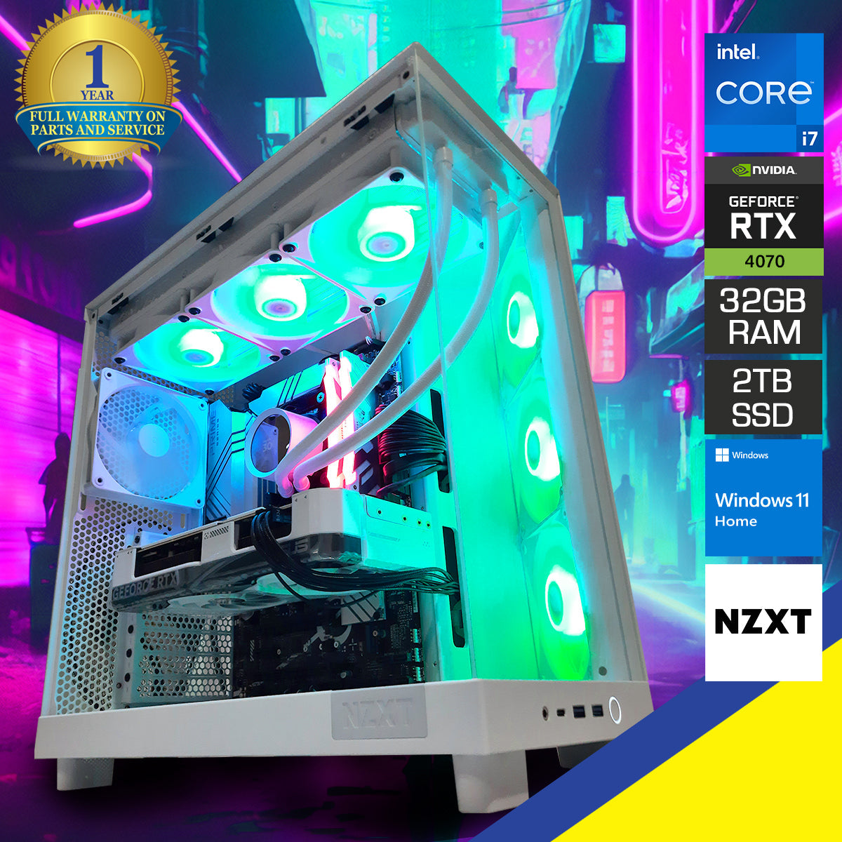 Ultra H6 Flow (White) Desktop Gaming PC | Intel Core i7-14700KF | 32GB RAM | 2TB SSD | RTX 4070 | Windows 11
