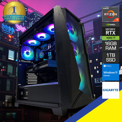 Aurora C301 V2 Desktop Gaming PC | AMD Ryzen 7 5800X | 16GB RAM | 1TB SSD | RTX 4060 Ti | Windows 11 Home