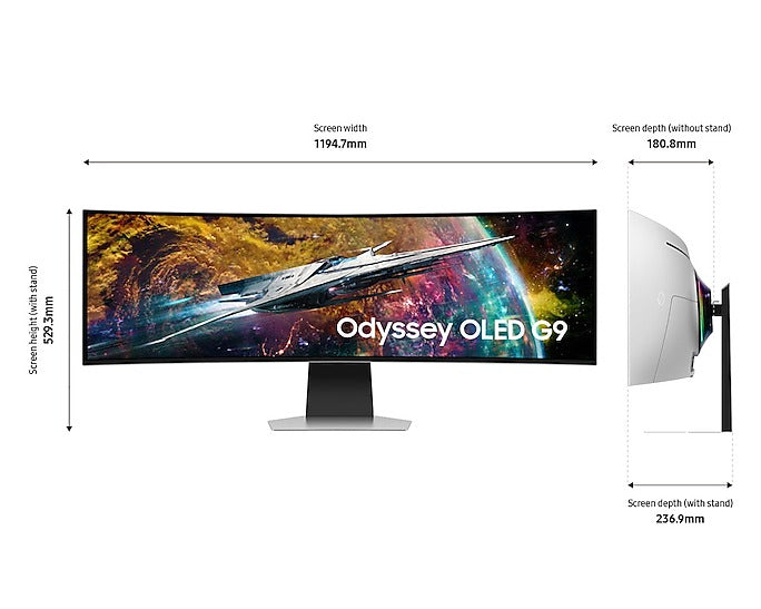 Samsung Odyssey OLED G9 (G95SC) LS49CG954SEXXP 49" Neo Quantum Processor Pro 0.03ms 240Hz GTG 5120x1440 Dual QHD Curved Smart Gaming Monitor + Samsung HW-B550 Soundbar (Black) Bundle
