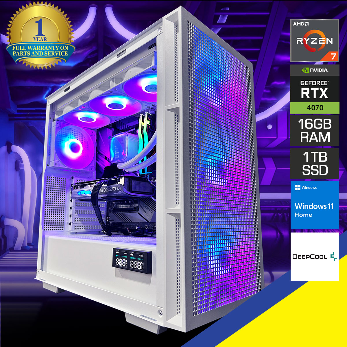 Sophos CH560 AMD RYZEN 7 5700X 16GB RAM 1TB SSD RTX 4070 Desktop Gaming PC